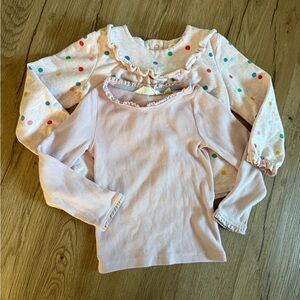 Mini Boden Pink and Polka Dot Long Sleeve Tees